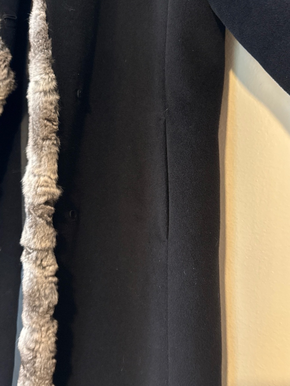 Cinzia Rocca Long Charcoal Wool Lined Coat Chinchilla Trimmed size 14 - Picture 4 of 11